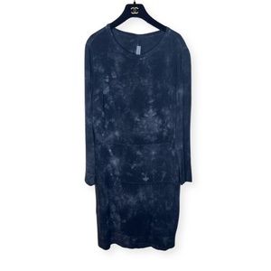 Raquel Allegra Knit Dress Sz 0 Small Blue Black Tie Dye Sheath Soft
